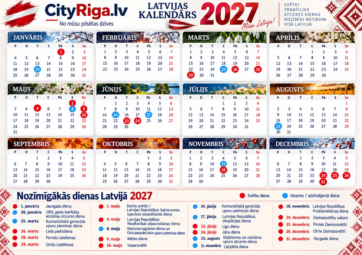 CityRiga.lv Latvijas kalendārs 2027