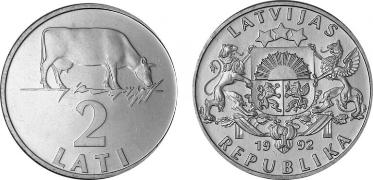 Latvijas monētas – 2 lati (1992)