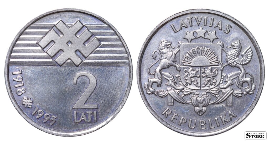 Latvijas monētas – 2 lati (1993)