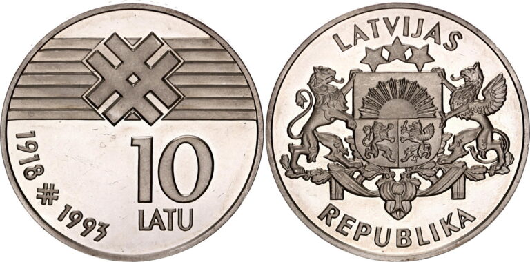 Latvijas monētas – 10 latu (1993)
