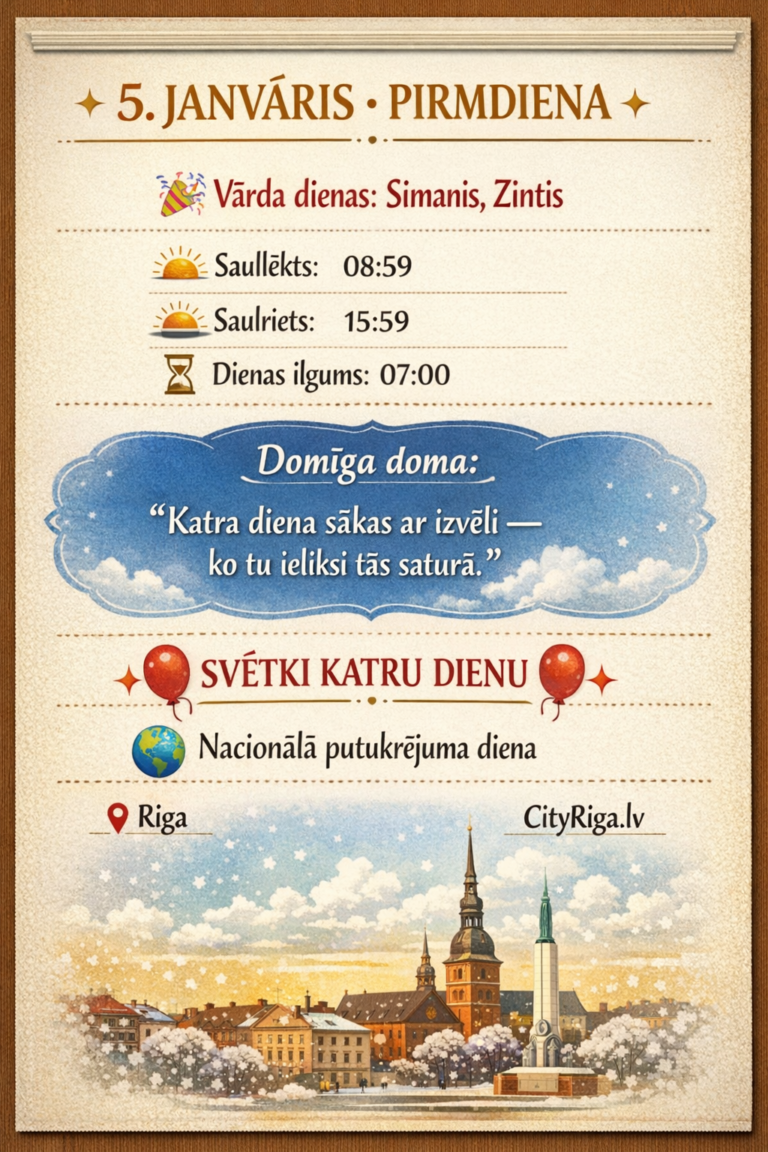 Dienas raksturojums 05.01.2026