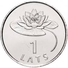 Latvijas monētas – 1 lats – Ūdensroze