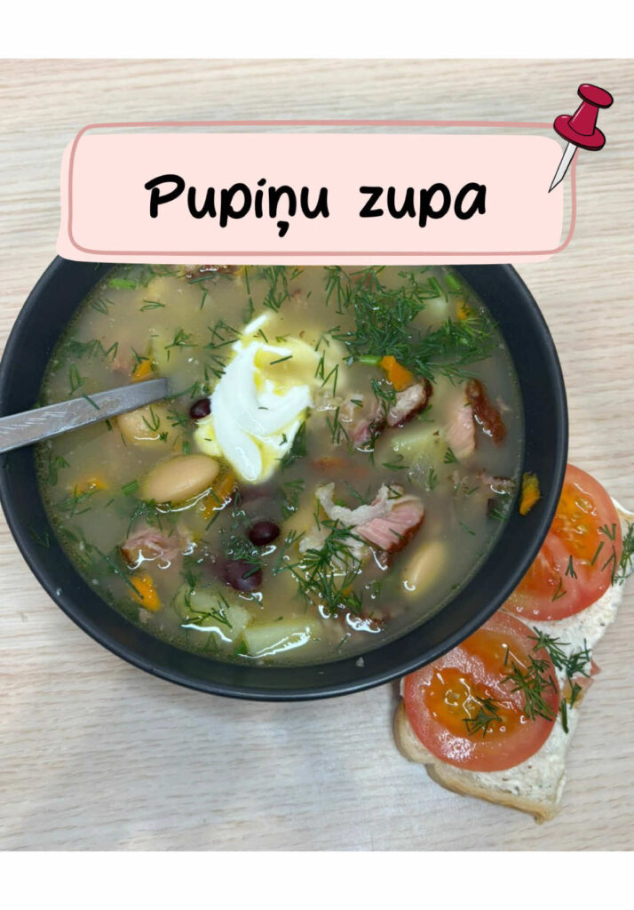 Pupiņu zupa ar kūpinātām ribiņām