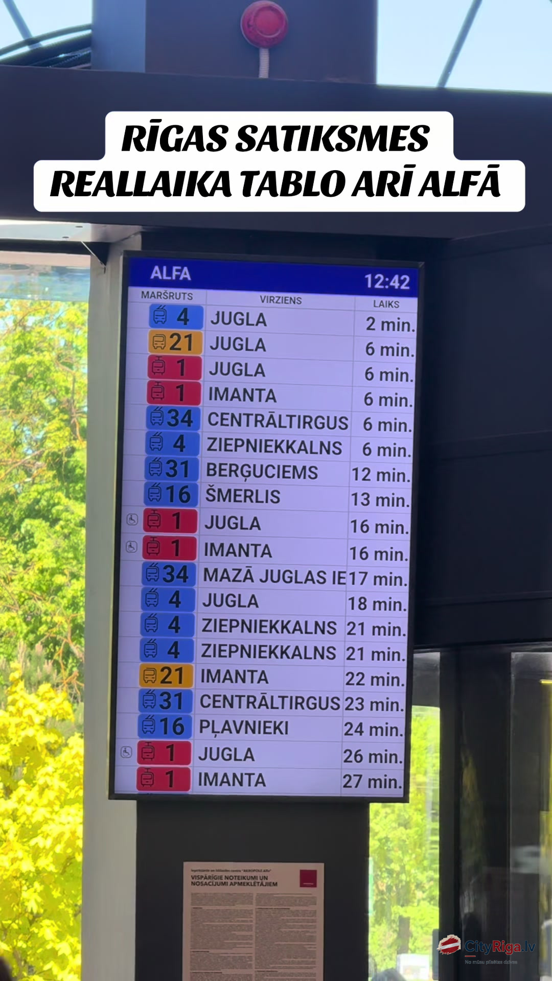 Rīgas Satiksmes tablo tagad arī t/c “Alfa”