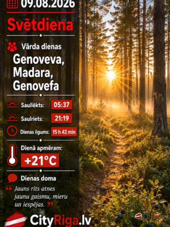 Dienas raksturojums 09.08.2026