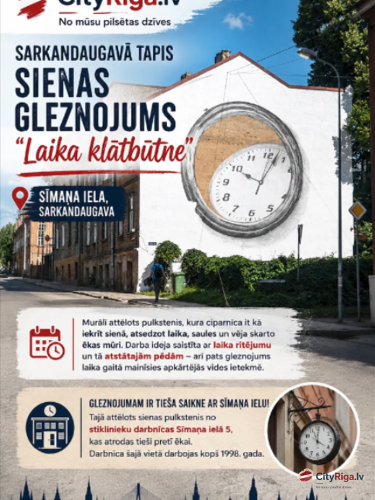 Sarkandaugavā tapis jauns sienas gleznojums “Laika klātbūtne”