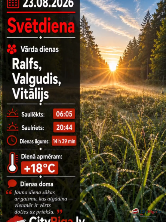 Dienas raksturojums 23.08.2026