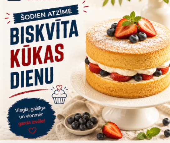 23. augustā atzīmē Biskvīta kūkas dienu