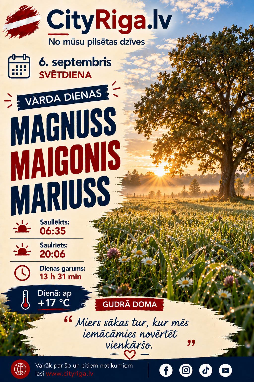 Dienas raksturojums 06.09.2026