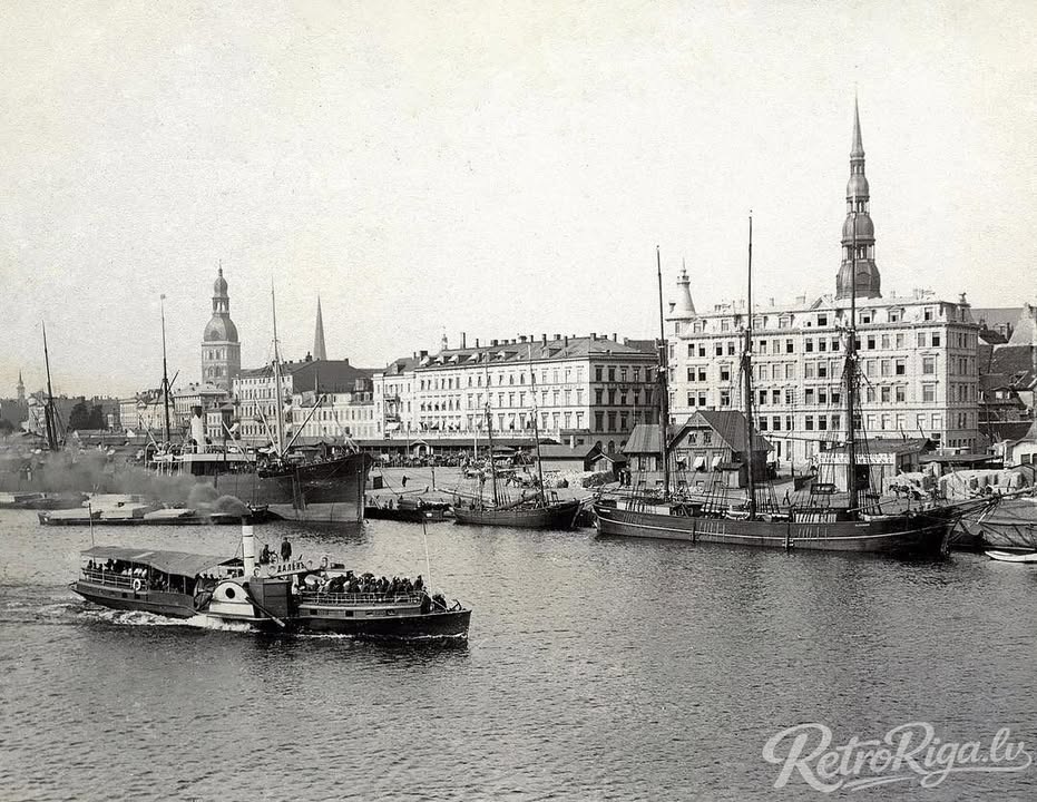 1900. gadi. Skats uz krastmalu un pilsētu