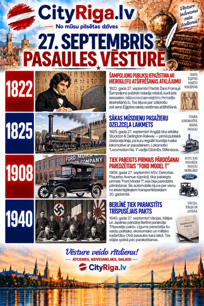 📜 27. SEPTEMBRIS PASAULES VĒSTURĒ