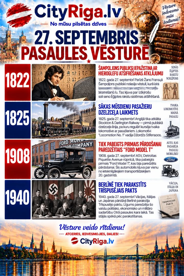 📜 27. SEPTEMBRIS PASAULES VĒSTURĒ