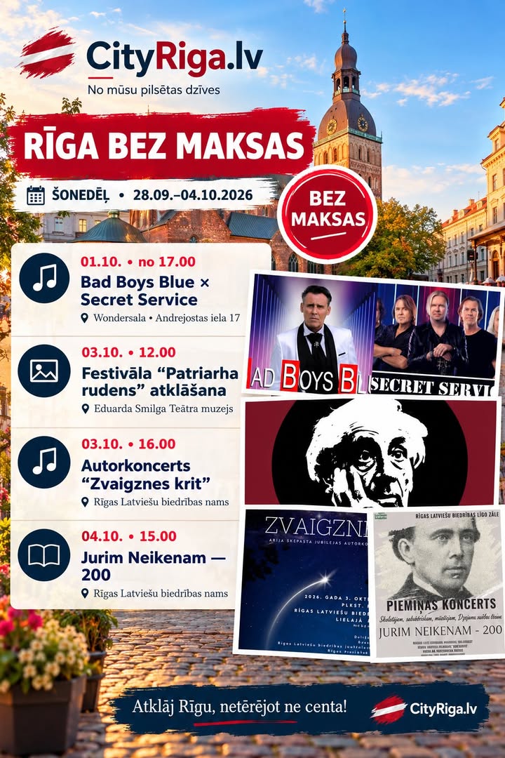 RĪGA BEZ MAKSAS 28.09.–04.10.2026