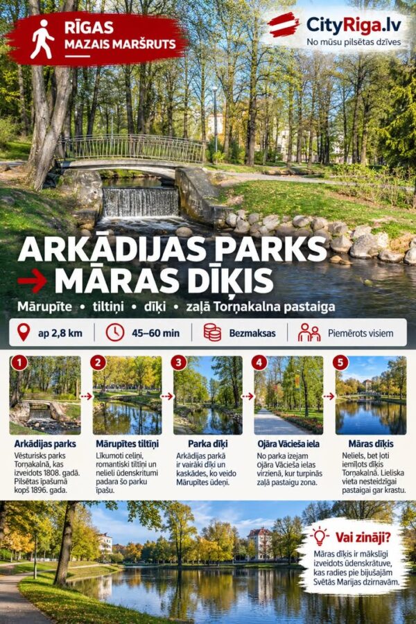 🚶 RĪGAS MAZAIS MARŠRUTS | Arkādijas parks → Māras dīķis 🌿