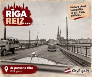 RĪGA REIZ…1939. gads. Pontona tilts pār Daugavu
