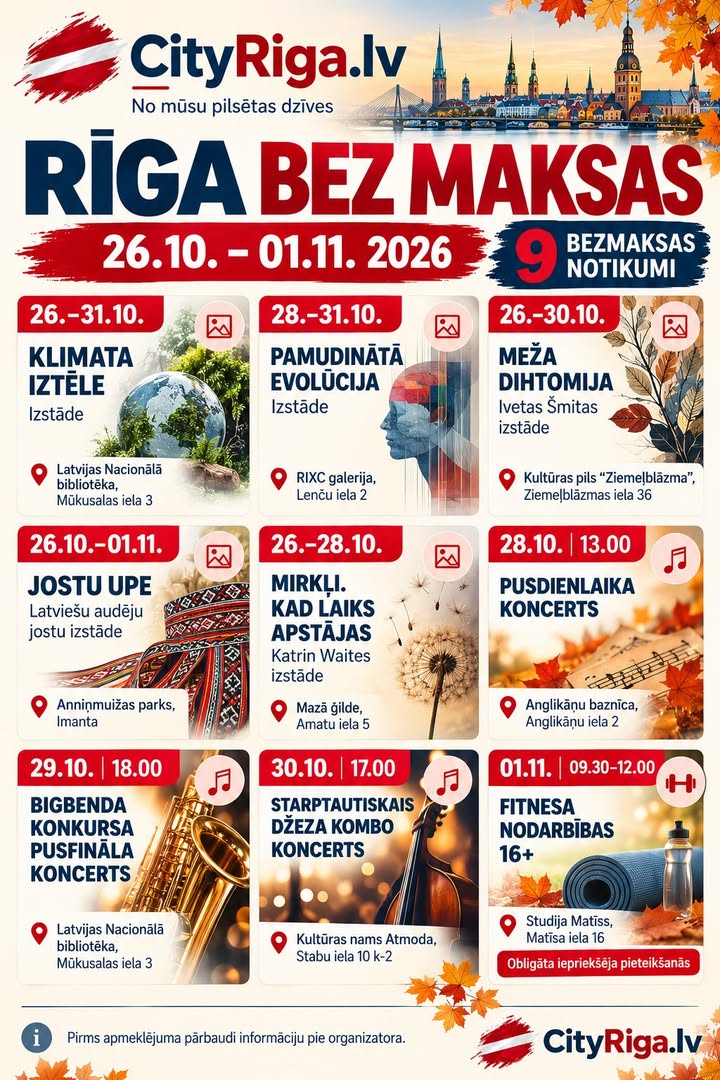 RĪGA BEZ MAKSAS 26.10.– 01.11.2026 🇱🇻